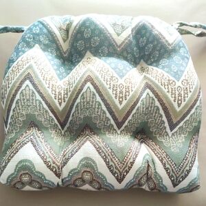 Two Chevron Patterned Chair Pads in Blue and Green NWOT